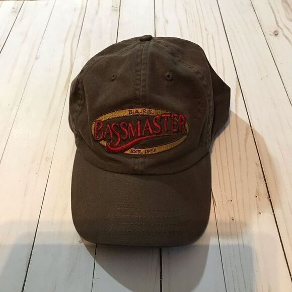 Bassmaster B.A.S.S. Fishing brown men’s hat cap adjustable preowned one size - Picture 2 of 5